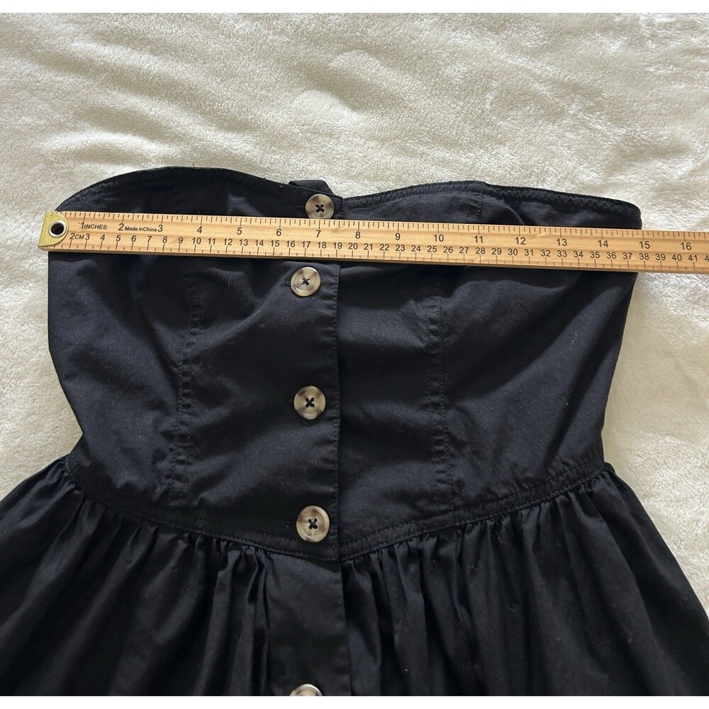 Free People Black Midi Dress Button Front Sweetheart Bodice Tie Back Fit & Flare - Picture 9 of 14